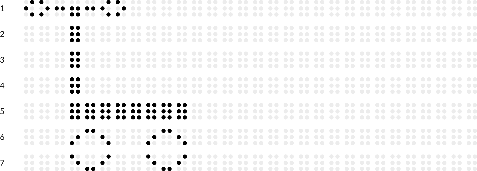 Braillebild mit Raster: Roller