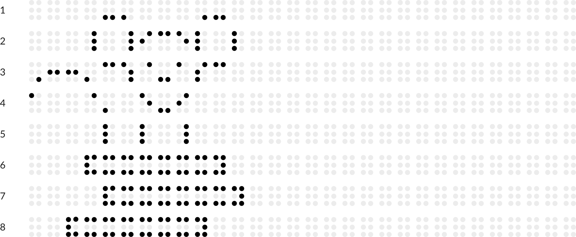 Braillebild mit Raster: Lesemaus