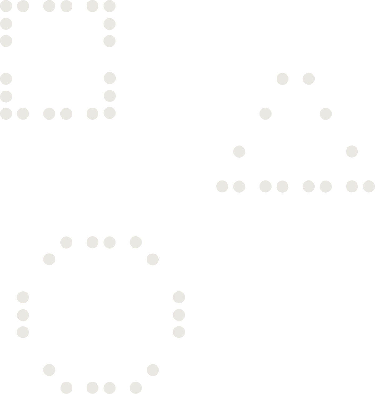 Three shapes dotted with braille: square, triangle, and circle
