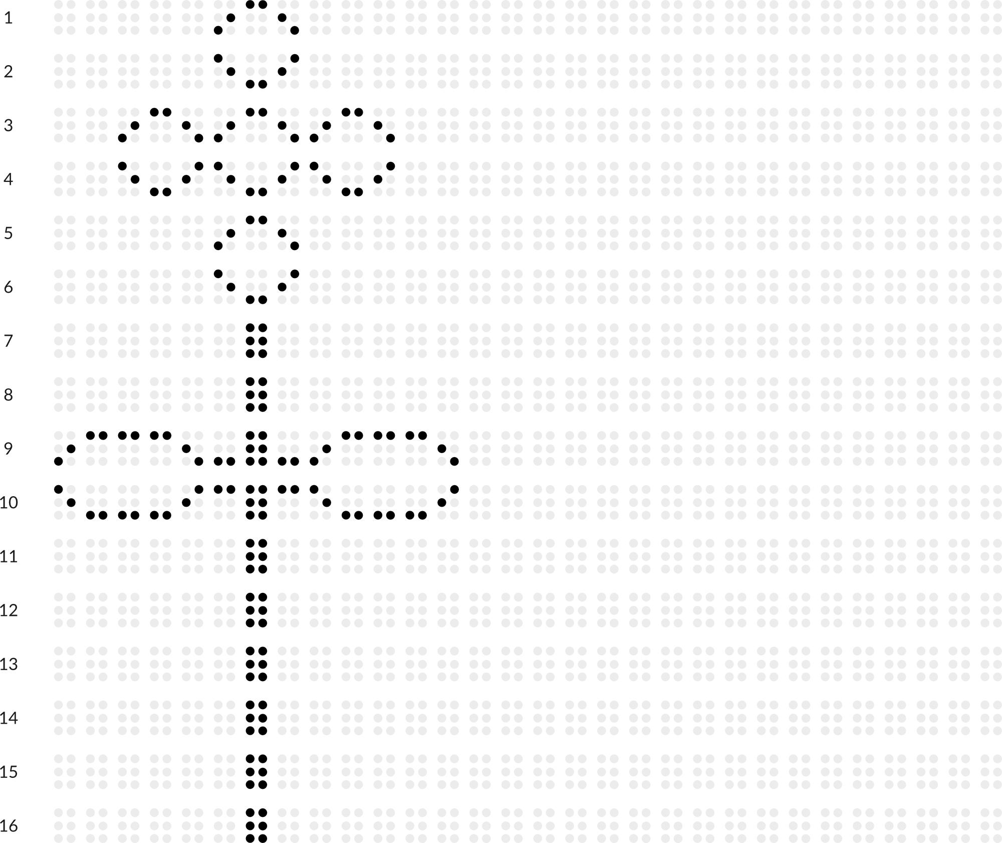 Braille drawing with grid: flower 2