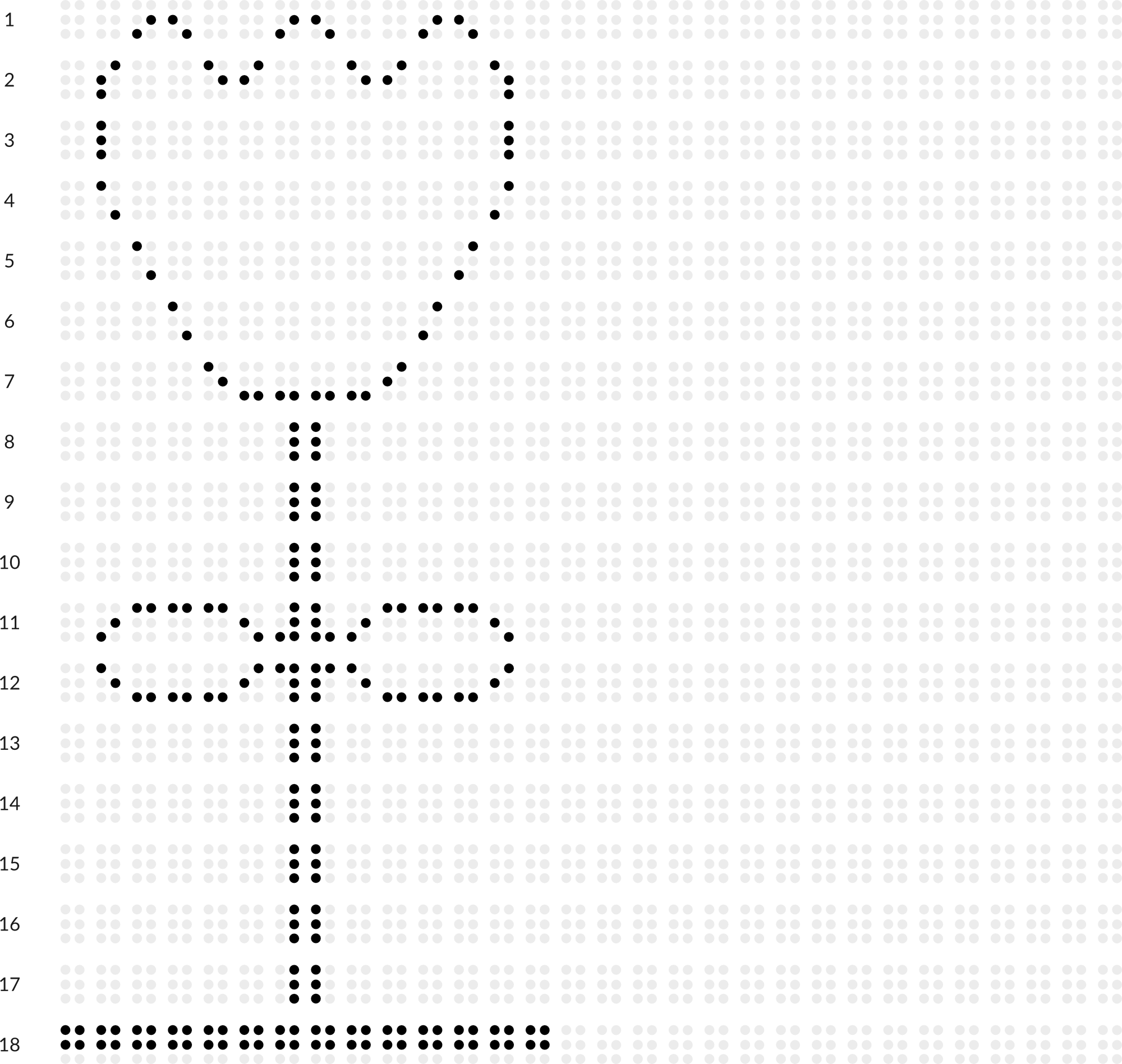 Braille drawing with grid: tulip