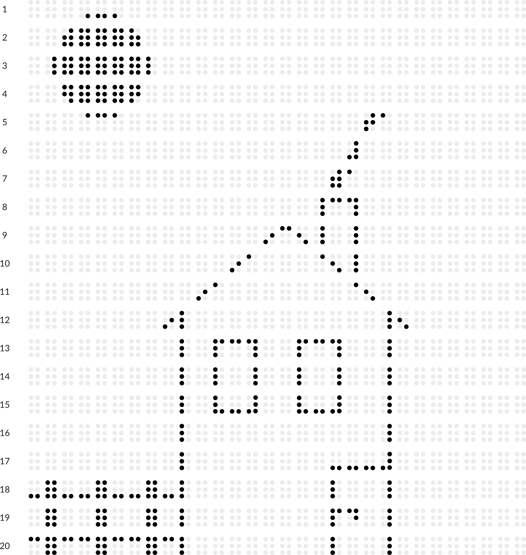 Braille drawing with grid: house