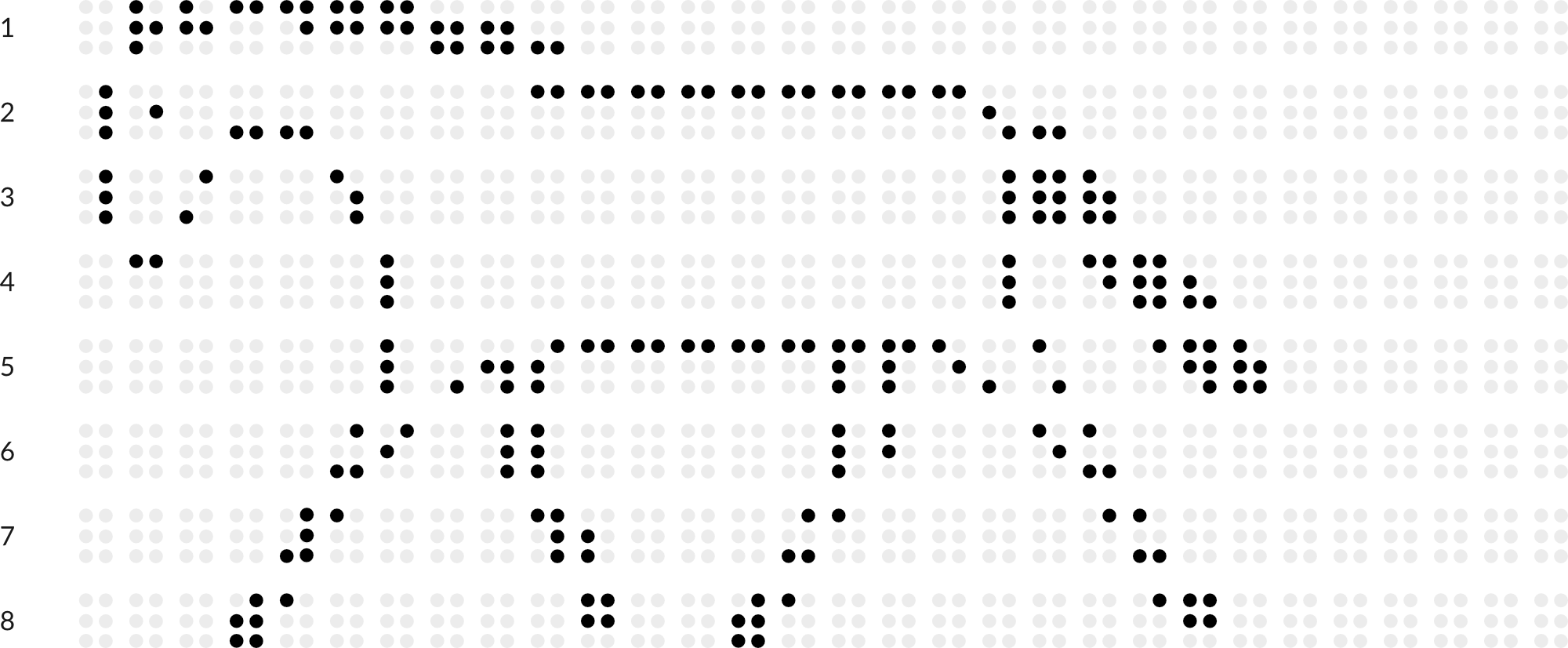 Braille drawing with grid: horse