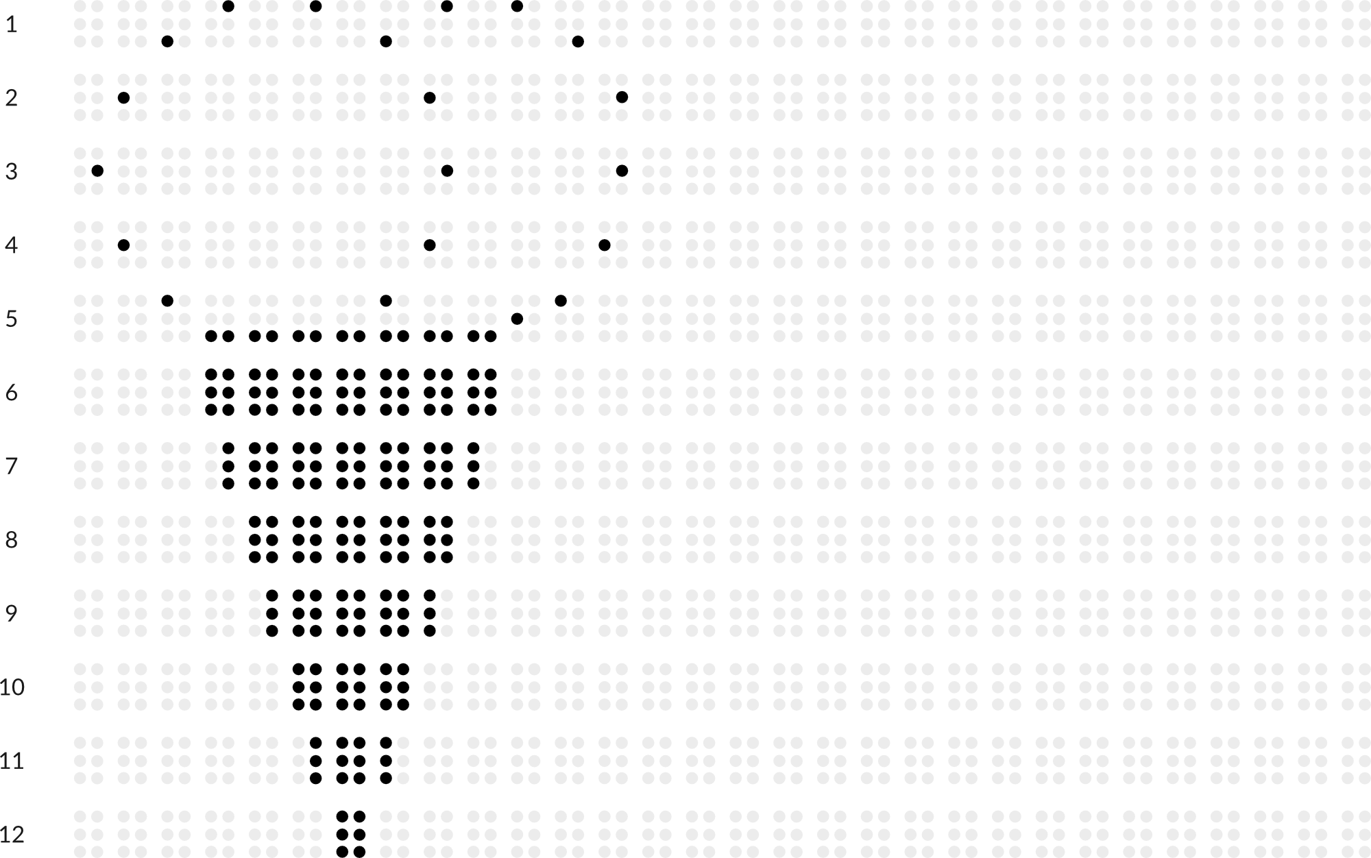 Braille drawing with grid: ice cream cone