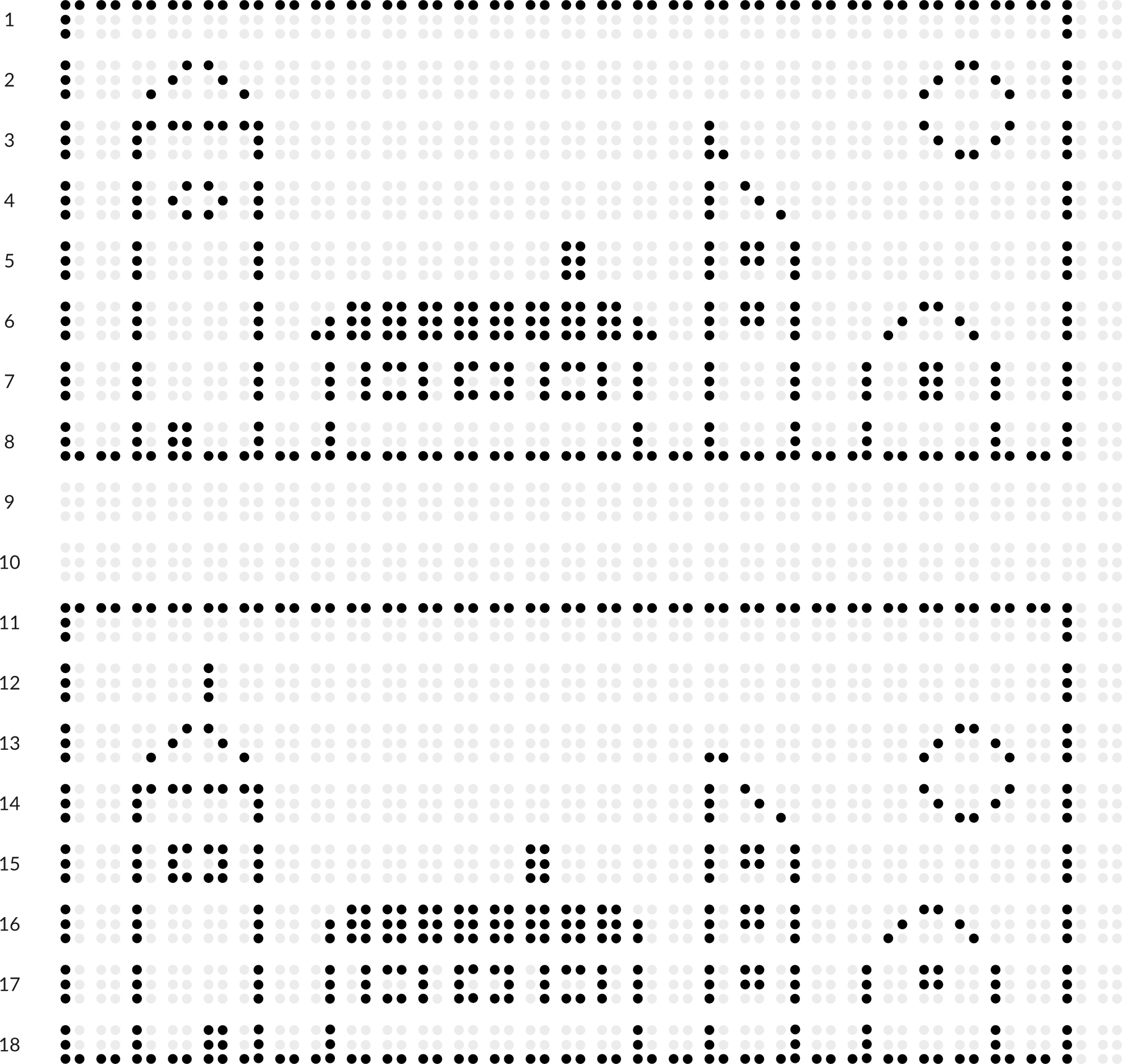 Braille drawing with grid: picture puzzle: city
