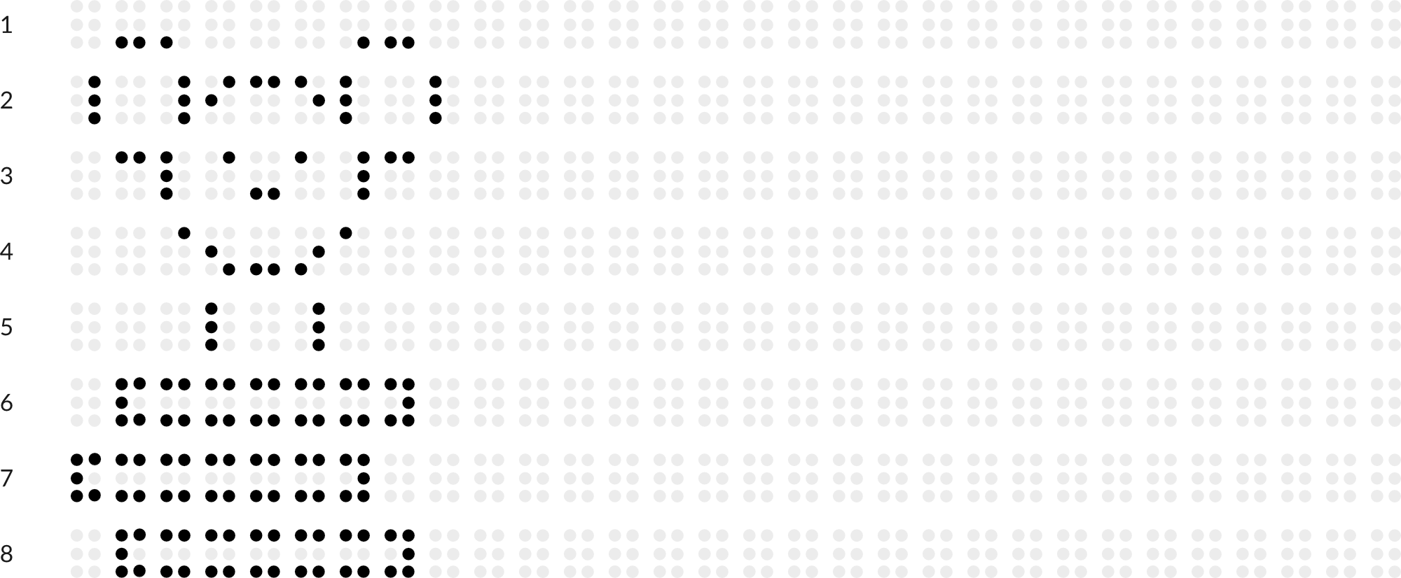 Braille drawing with grid: reading bear
