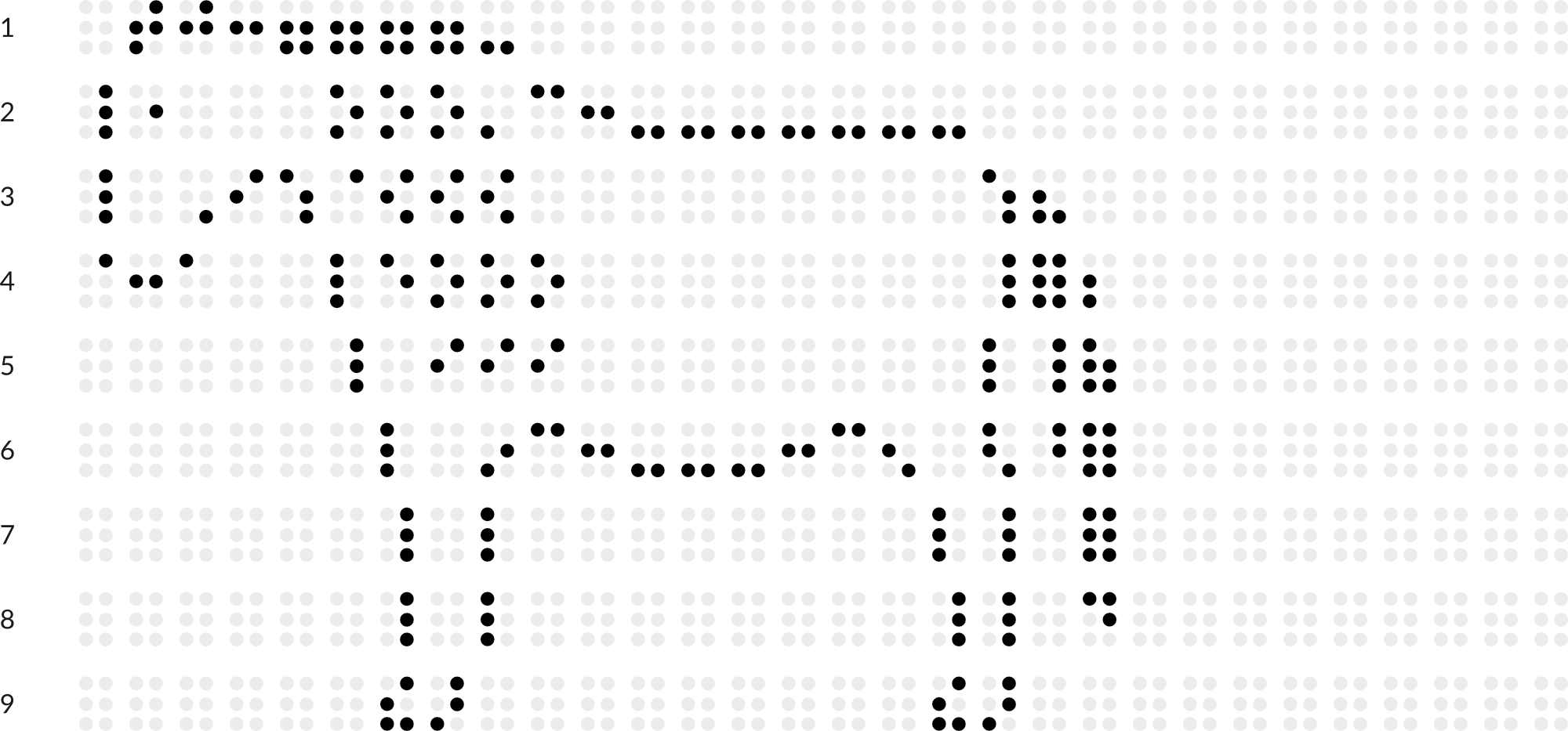 Braille drawing with grid: pony