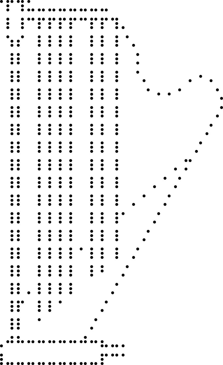 Braille drawing of a harp