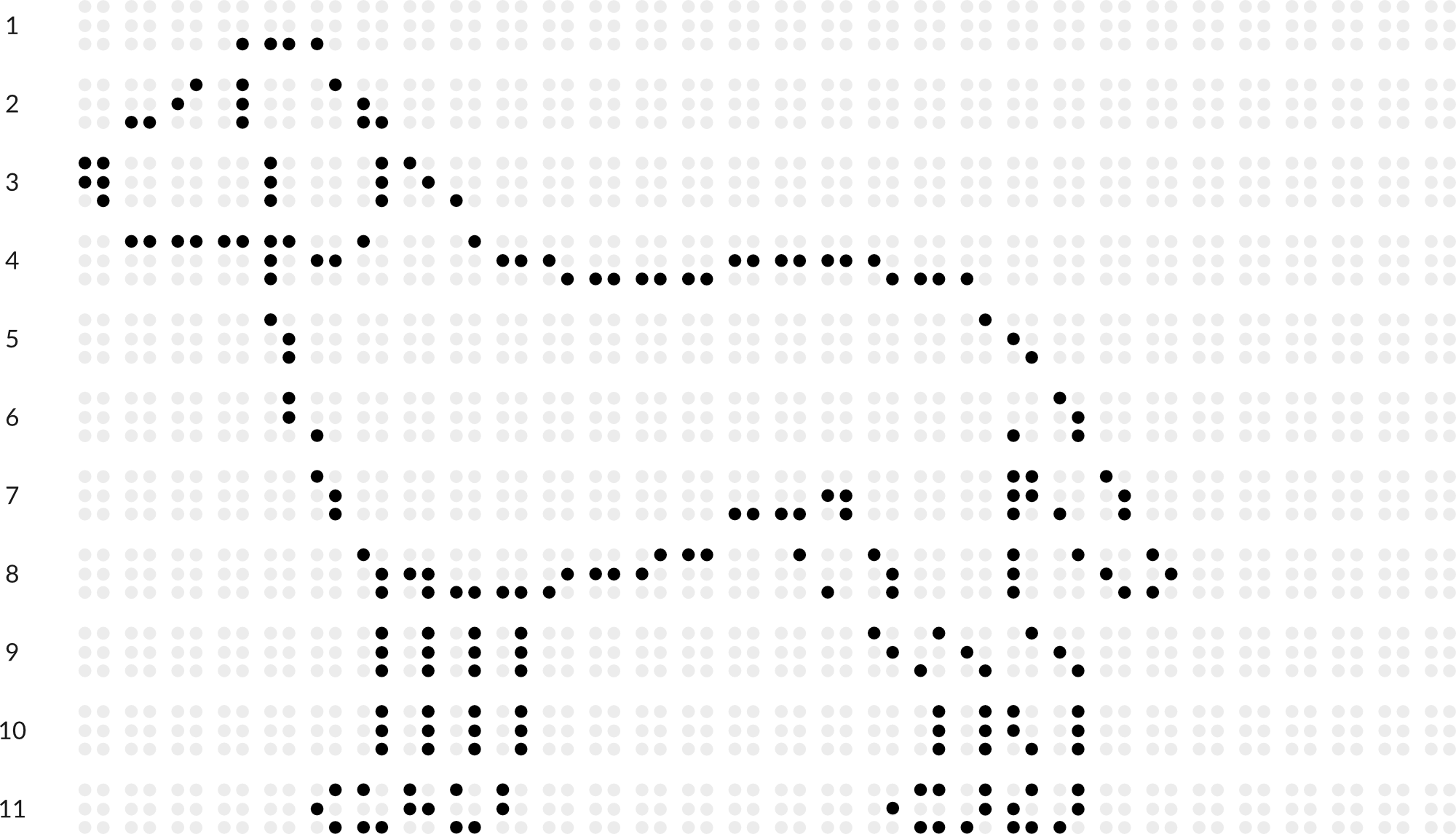 Braille drawing with grid: dog