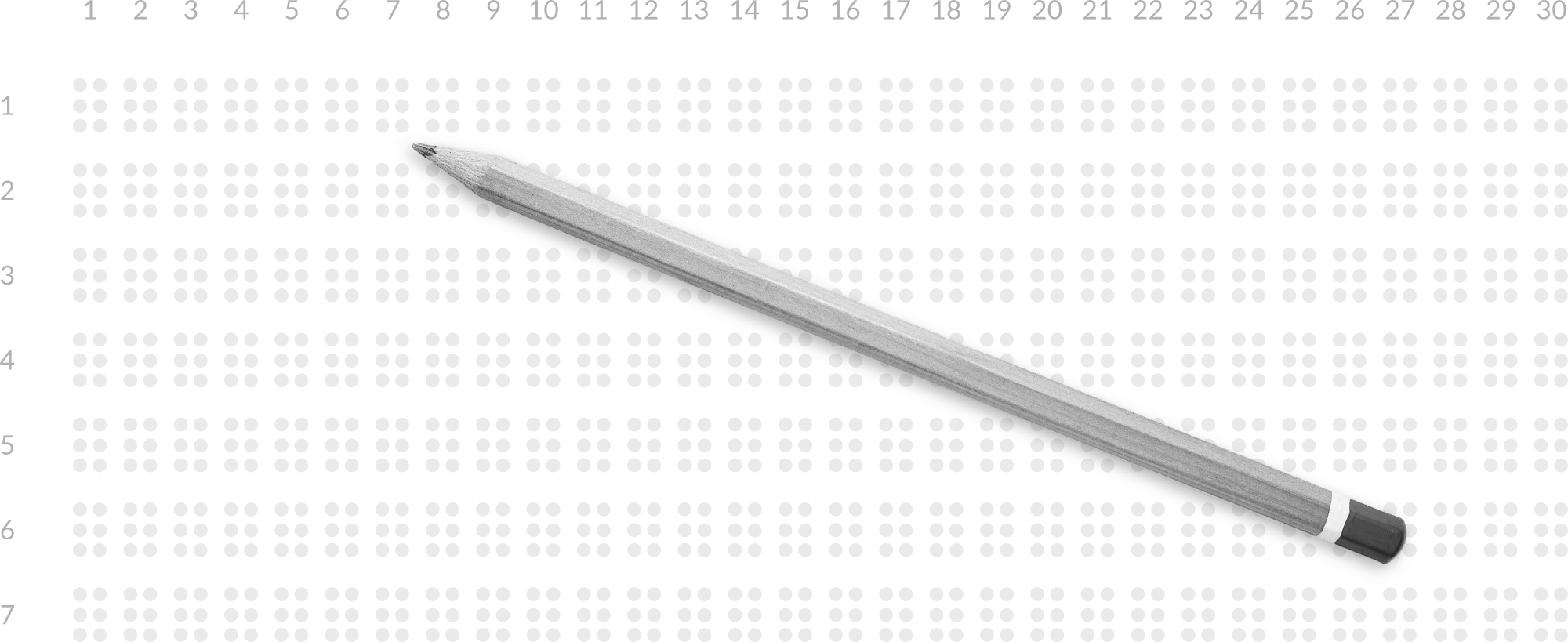 Detail of the braille grid with a pencil