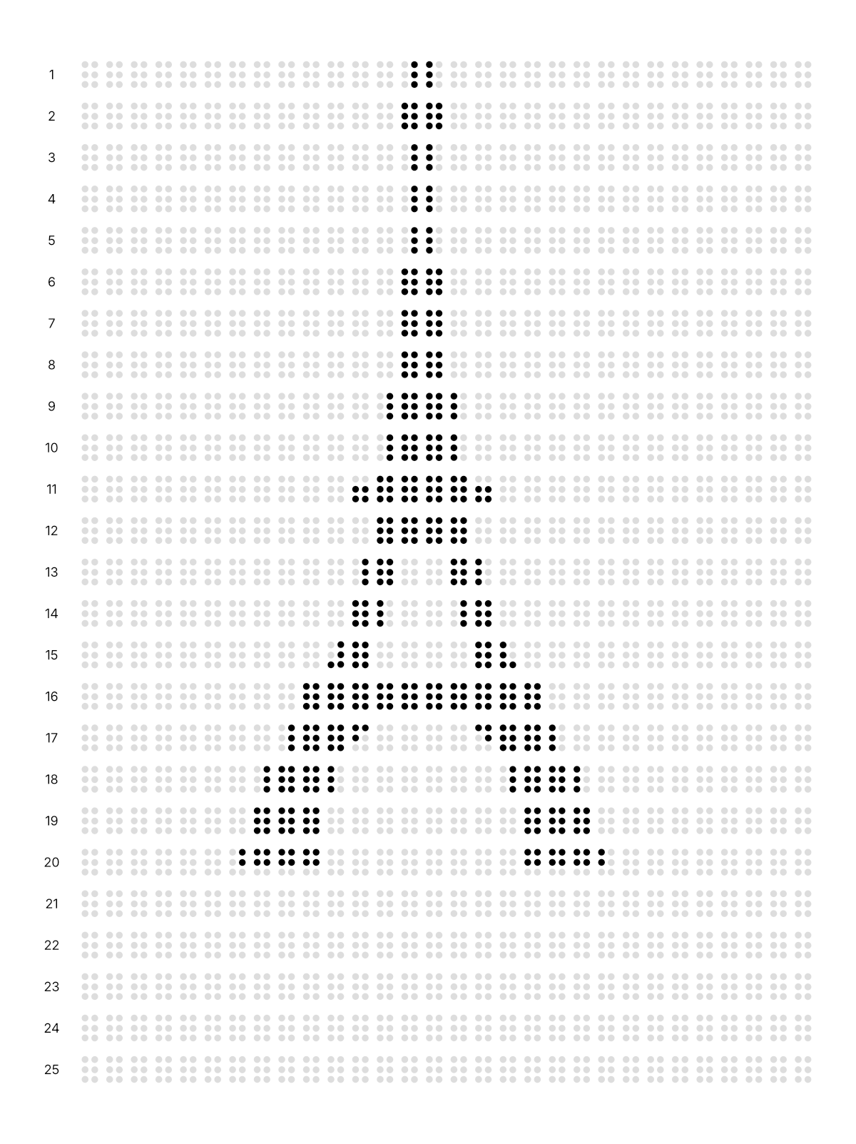 The drawing shows the interactive braille grid on which the Eiffel Tower has been represented in braille